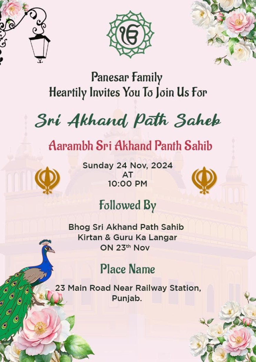 Akhand Path Invitation for New Home: Welcoming Spiritual Blessings